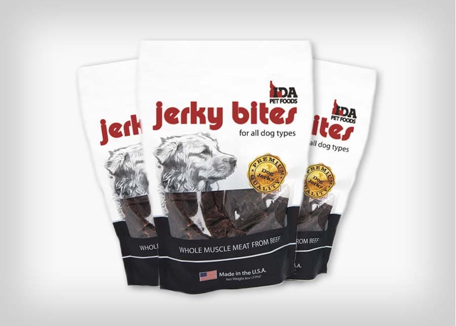 Premium jerky dog treats three 8oz bags product photo from IDA Pet Foods